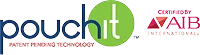 Banner with three logos: pouch, it, and AIB Innovations logo on white background