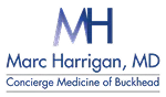 Logo with blue “MMH” initials and text “Marc Harrigan, MD” for Concierge Medicine of Duluth (branding)
